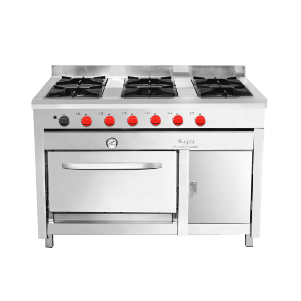 Cocina 6Q 18cm, horno 58x65cm y Calienta Platos Acero Inox GLP - Ticgas 2