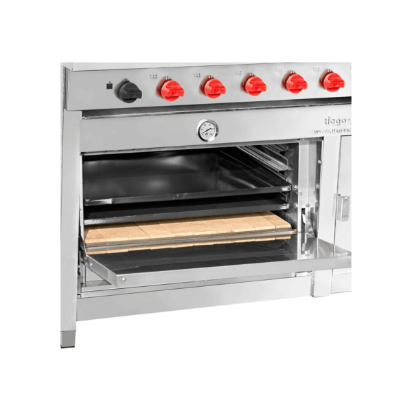 Cocina 6Q 18cm, horno 58x65cm y Calienta Platos Acero Inox GLP - Ticgas 4