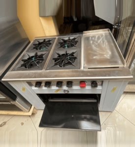 Cocina Industrial 4Q 18cm, horno 65x65cm y Plancha 34x68cm Acero Inoxidable GLP - Cousiño 4