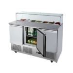 Saladette 3 Puertas Cúpula de Vidrio Cubierta de Mármol 7 Depósitos 140 Cm - Bozzo 2