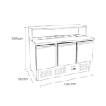 Saladette 3 Puertas Cúpula de Vidrio Cubierta de Mármol 7 Depósitos 140 Cm - Bozzo 5