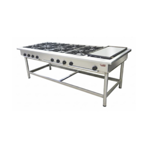 Anafe 8Q 14cm con Plancha 35x77cm Acero Inoxidable GLP - Maigas 1