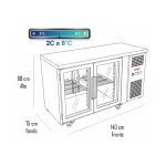 Meson Refrigerado de Trabajo 2 Ptas Vidrio Abatible 140cm Frio Forzado - Maigas 4