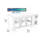 Meson Refrigerado de Trabajo 3 Ptas Vidrio Corrediizas 180cm Frio Forzado - Maigas 4