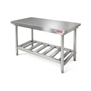 Meson de Trabajo Central 120x60x85cm con Rejilla Inferior 100% Acero Inox - Maigas 1