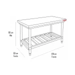 Meson de Trabajo Central 120x60x85cm con Rejilla Inferior 100% Acero Inox - Maigas 5